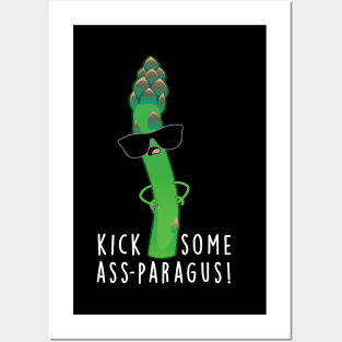 Kick Some Ass-paragus Cute Veggie Asparagus Pun Posters and Art